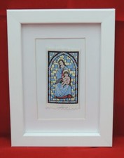 Cash's of Coventry gewebtes Seidenbild - Buntglasfenster von Maria & Jesus