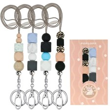 4PCS Teacher Lanyards for ID Badges and Keys Cute Silicone Beaded Lanyard for...