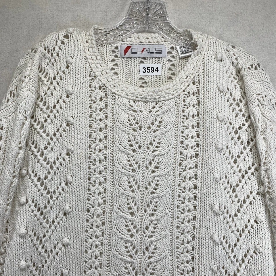 Suéter de punto abierto vintage para mujer pequeño Cottage Granny Core texturizado años 90 Y2K usado en excelente estado Foto 2 de 4