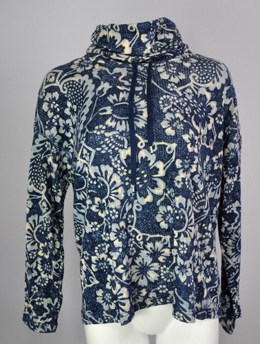 Chaps Sweater Women's Size 2XL Paisley Cowl Neck Blue Cotton Top - Picture 10 of 11