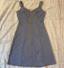 Modcloth Dress Womens Medium Navy Blue Mini Houndstooth Sleeveless Jumper NWT