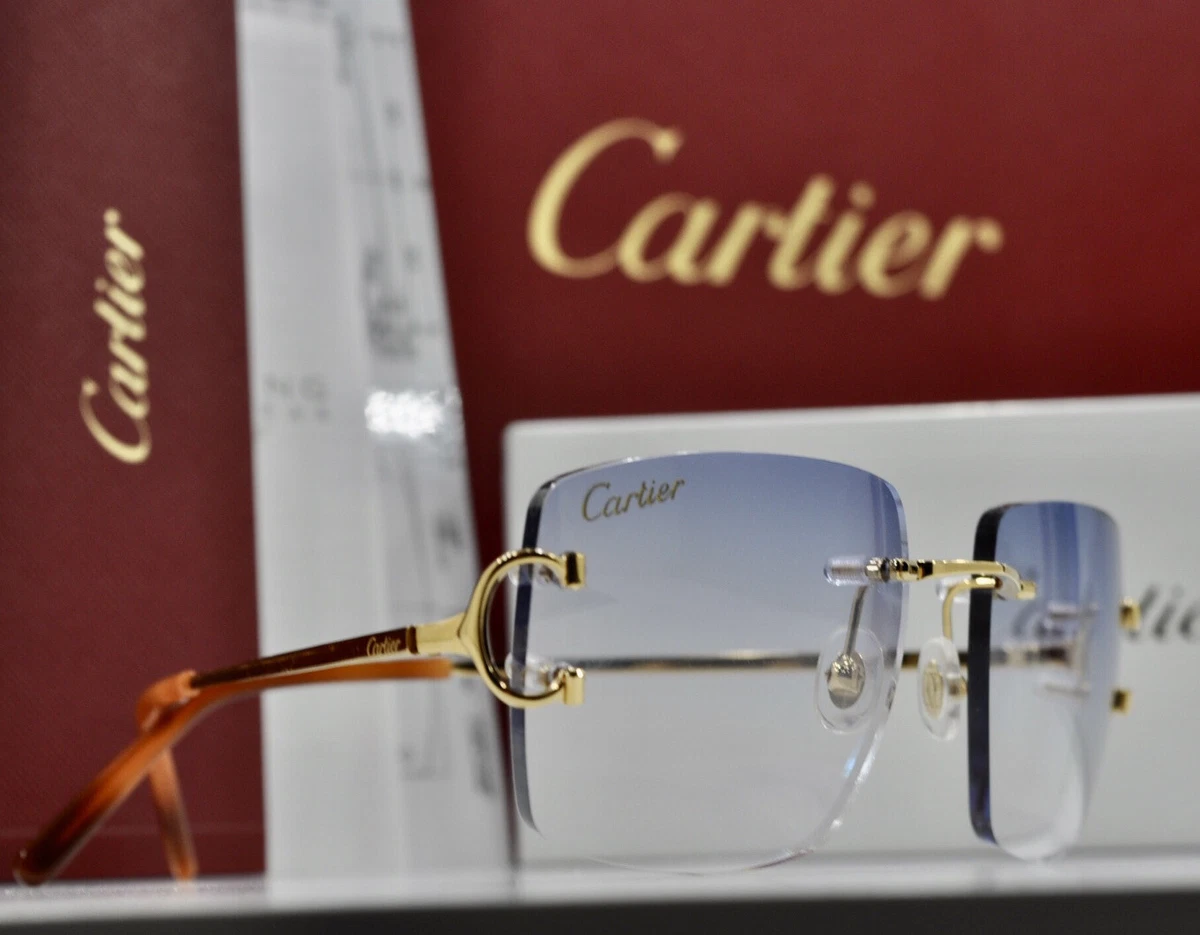 Cartier rimless sunglass glasses BIG C d cor Piccadilly Gold Frame Black Friday