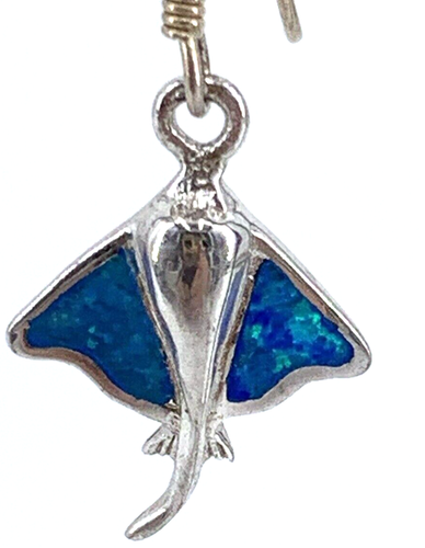 Stingray Pendant Earrings Set 925 Sterling Fire Opal Inlay - Picture 7 of 12