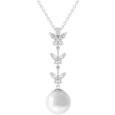 Butterfly Pearl Drop Pendant Necklace