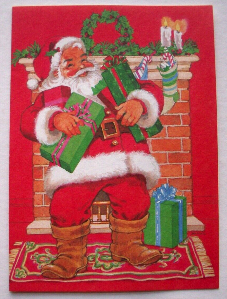 Santa with gifts vintage Christmas Greeting Card * JJ14 | eBay