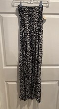 New Women’s Forever 21 Stretch Knit Black Leopard Tube Maxi Dress Size Small