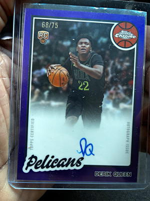 Topps 2025-26 Chrome Updates Derik Queen RC Auto 68/75 Pelicans 80TBA-DQ