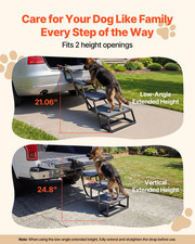 VEVOR Dog Stairs for Car, 4 Steps Extra Wide Foldable Dog Ramp for Large Dogs wi