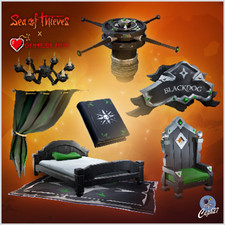 Sea of Thieves - Pacchetto Cabina Ossidiana + Capstan Ossidiana - 10 Articoli - Codice Globale