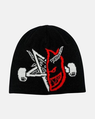 Thrasher x Spitfire Wheels Thrash And Burn Black Skully Beanie Hat