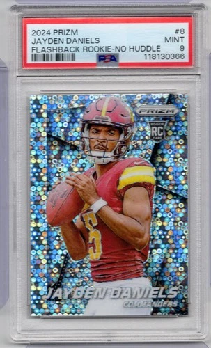 2024 Panini Prizm PSA 9 #8 Jayden Daniels Prizm Flashback Rookie No Huddle Prizm