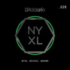 D'Addario NYNW026 NYXL Nickel Wound Electric Guitar Single String, .026