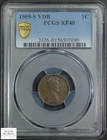 1909 S VDB Lincoln Wheat Copper Cent 1C PCGS XF 40