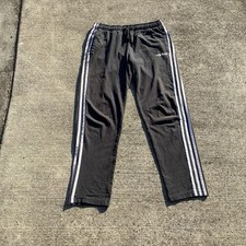 Y2K Style Black Adidas 3 Stripe Sweatpants Mens Size M Cotton Drawstring Joggers
