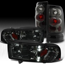 Fit 1994-2001 Dodge RAM 1500 2500 3500 Pickup Smoke LED Headlights+Tail Brake