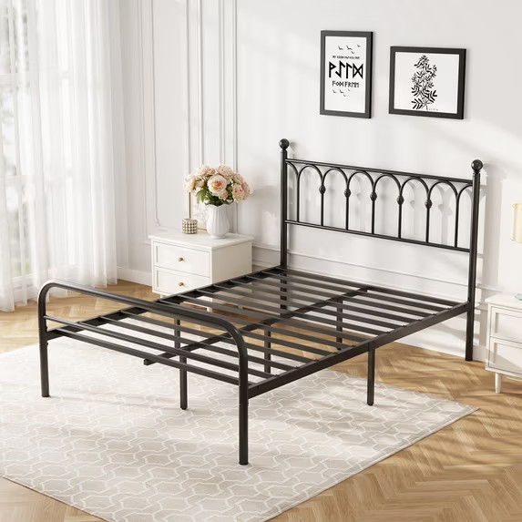 Gianna Full Metal Platform Bed Frame with Steel Slat Support, Underbed Storage,