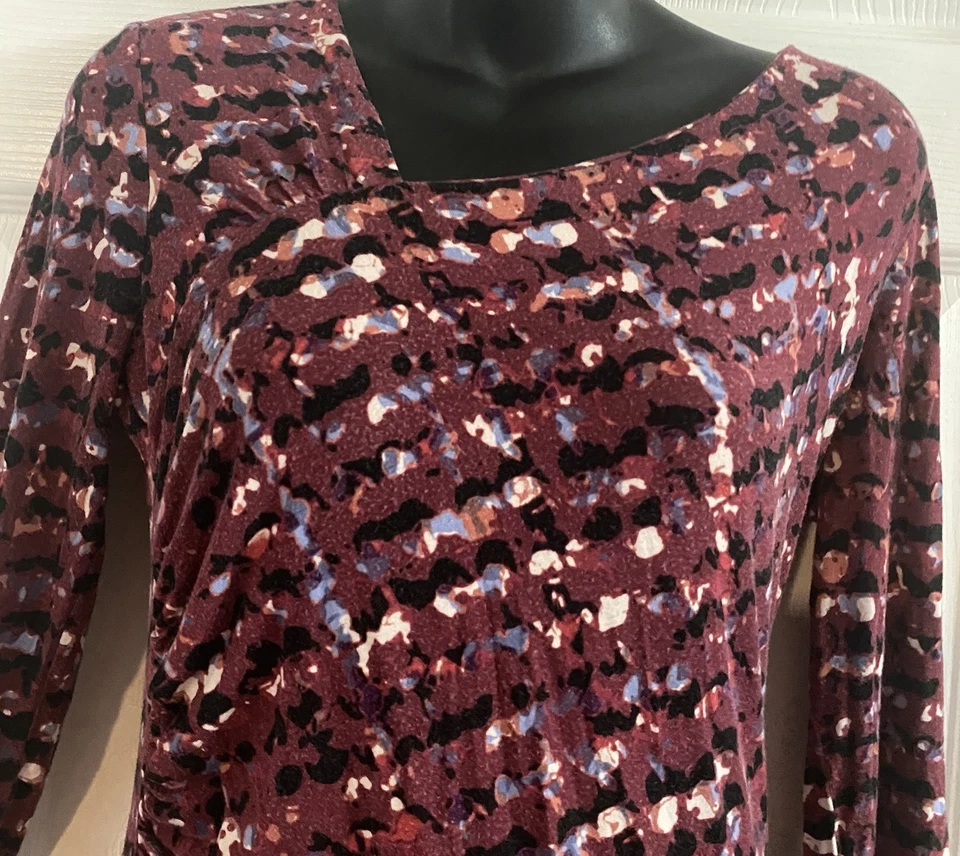 ♡ Daisy Fuentes Women Medium Wine Y2K Long Sleeve V-Neck Blouse Top FairyGrunge - Image 4 of 4