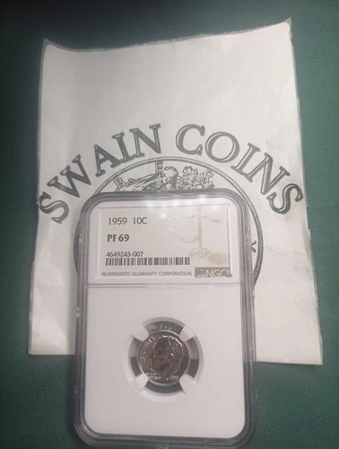 1959 10C NGC PF69 Cameo  Proof Silver Roosevelt Dime  E109