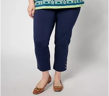 Belle Kim Gravel Nautical Gold Button Ponte Ankle Pant-Twilight-Tall 6-A636297