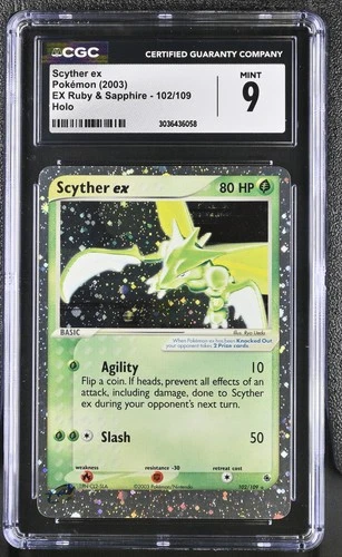 Pokemon Scyther EX EX Ruby & Sapphire 102/109 Holo CGC 9 Mint