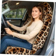 Fluffy Car Seat Cover, Plush Fuzzy Fur Seat Protector for Winter, LEOPARD
