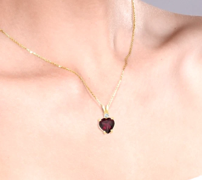 925 Gelbgold Versilbert Rot Rhodolit Granat und Weiß Topas Damen Anhänger - Bild 2 von 4