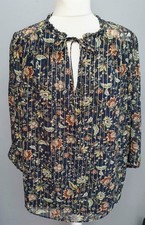 Image of MAUVETTE / Stitch Fix Black Palma Metallic Printed Chiffon Blouse Top Sz 16 NWTs