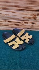 Hermes Chypre Suede Sandals Yellow & Black Size 40