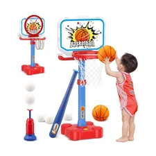 4 in 1 Toddler Basketball Hoop and T Ball Set, Toss Ring Game Kids ... Fast Ship