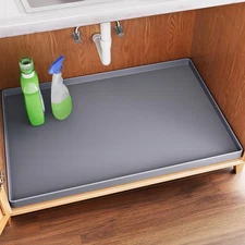 Waterproof Under Sink Mat 34" x 22" Shelf Liner for Kitchen and Bathroom, Cab...