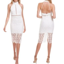 Bardot Emma Halter Dress Women's US 8 Ivory White Cut Out Embroidered Bridal