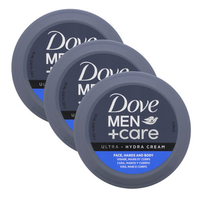3 x Dove Men+Care Ultra Hydra Cream Gesicht Hand & Körper je 75ml Feuchtigkeit