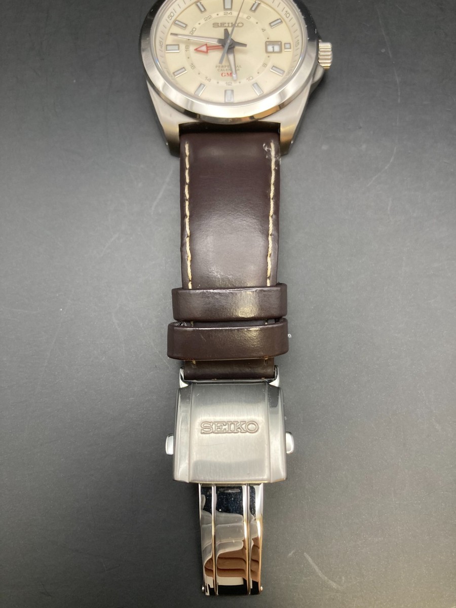 N Mint] SEIKO PERPETUAL CALENDAR GMT 8F56-00M0 Mens Watch Quartz