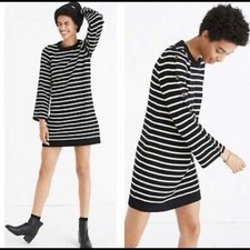 Madewell Button-Sleeve Sweater-Dress in Stripe