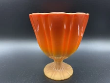 Vintage LE Smith Bittersweet Orange Slag Glass Pedestal Compote Candy Dish 7”