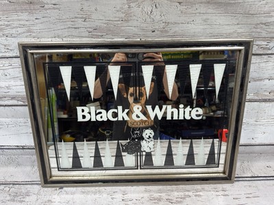 VTG Black & White Blended Scotch Whisky Dogs Hanging Mirror Sign