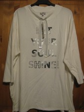 Sonjy Blank Damen Shirt Top neu Gr.54 weiß Straß/Aufschrift "stretch"