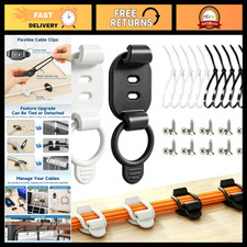 20 Adjustable Cable Management Clips, Self-Adhesive Cord Organizer, Reusable Hol