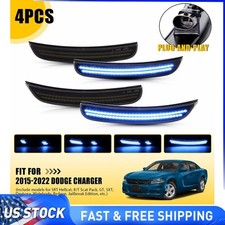 For 2015-2023 Dodge Charger Dynamic Blue Led Side Marker Lights Front Rear Lamps