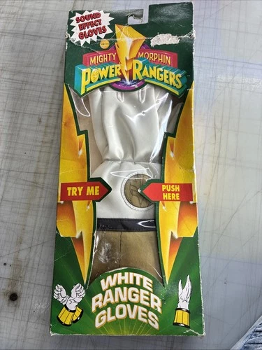 Mighty Morphin Power Rangers Sound Effect White Ranger Gloves Vintage