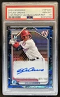 2024 Bowman Dylan Crews Chrome Auto Blue Lunar Refractor 1st #/150 PSA 10