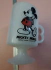 Fire King Disney Mug Mickey Mouse Milk Glass Cup Pedestal  Vintage
