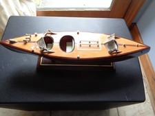 Chris Craft Type Triple Cockpit Wooden Boat Model 16 X 3 1/2 Handcrafted Display
