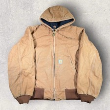 Vintage Carhartt J140 BRN Quilt Lined Active Duck Jacket USA Made Men's Large