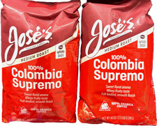 Jose  s 100 Colombia Supremo Whole Bean Coffee, Medium, 2.5 lbs, 2-pack