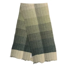 ABRAHAM & STRAUS Vintage Shetland Wool Scarf Plaid Cream Green 54"x11.25"