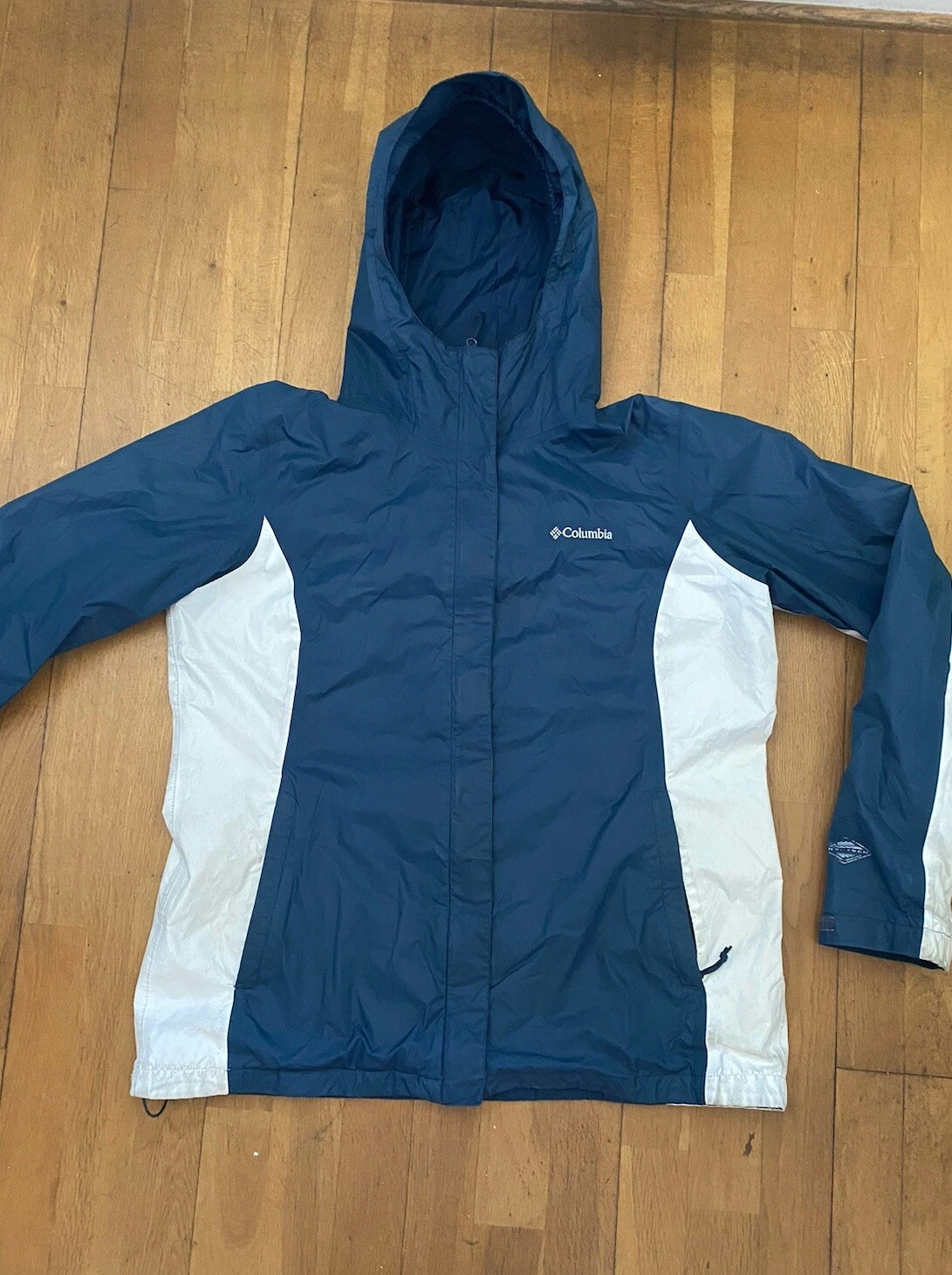 Columbia Jacket Mens Large Blue Hooded Windbreaker waterproof omni tech