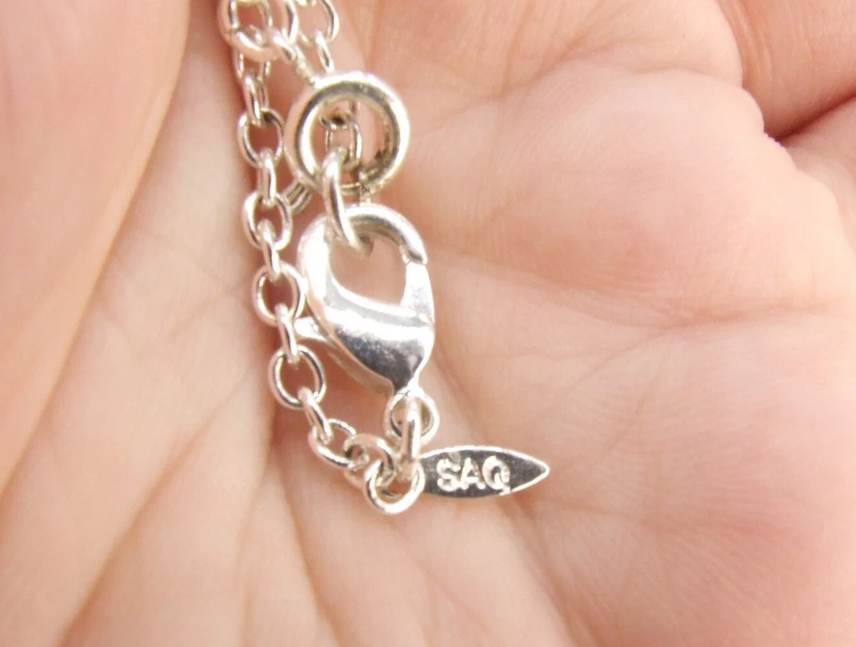 18 英寸 SAQ AVON 银色-T 蓝色刻面毕业椭圆形水晶链项链项链 — 第 4/4 张图片