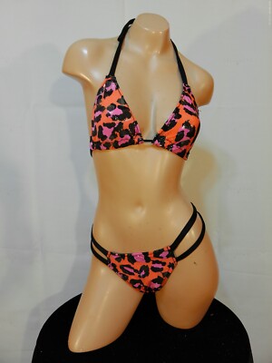 Exotic dancer stripper multicolor two piece bikini dance outfit - dancewear