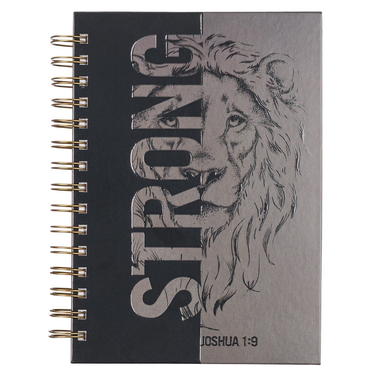 Journal w/Scripture Strong Lion Joshua 1:9, Black and Gray 192 Ruled Pages,-image